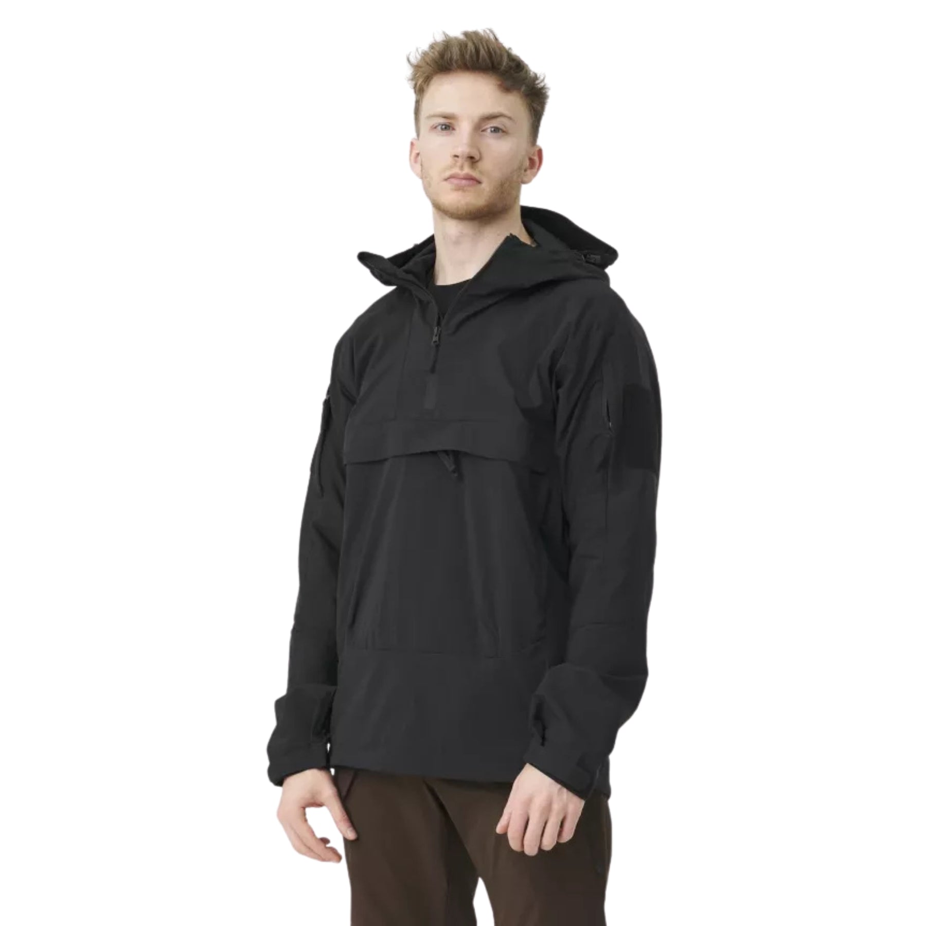 Helikon-Tex Mistral Anorak Jacket KU-MSL-NL giacca soft shell antivento e idrorepellente in tessuto elastico StormStretch con cappuccio regolabile, ampia tasca frontale a marsupio con organizer interno, tasche omerali e zip di ventilazione YKK per trekking, bushcraft e outdoor