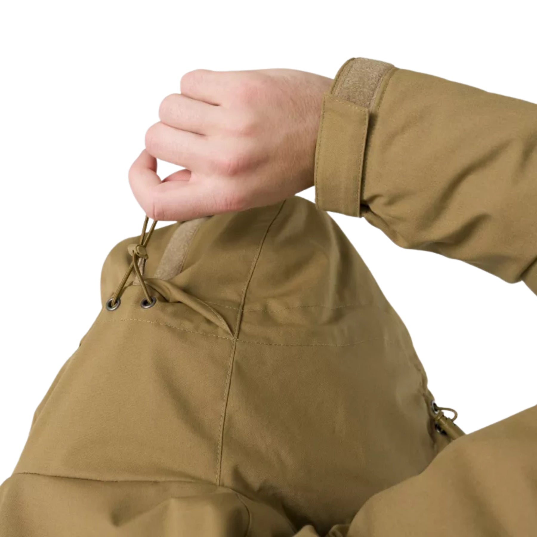 Helikon-Tex Winter Yukon Jacket giacca invernale tecnica con cappuccio regolabile imbottito, zip frontale a doppio cursore, tasche pettorali con cerniera, pannello a strappo sulla manica e fondo regolabile vista a tre quarti per outdoor