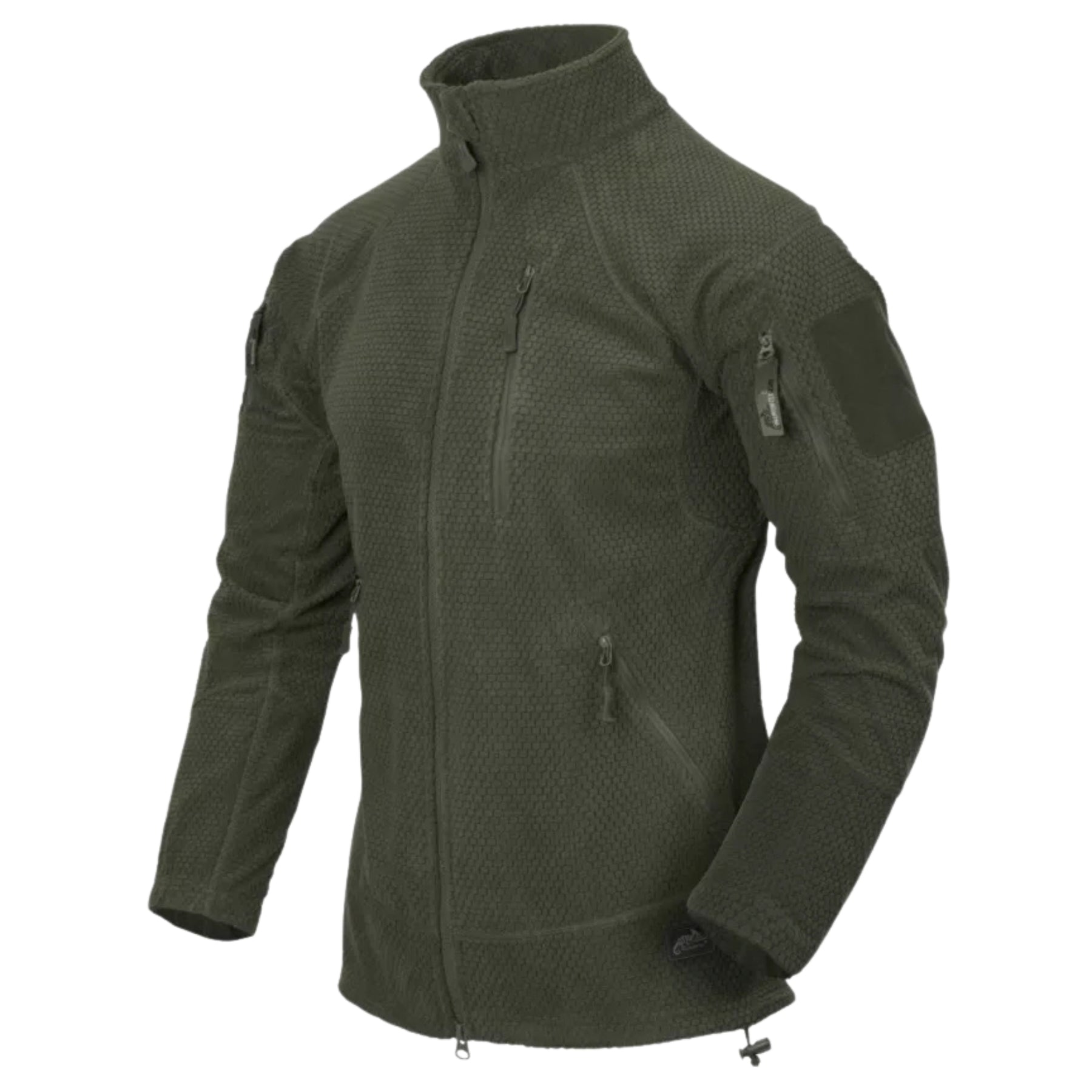Helikon-Tex Alpha Tactical Jacket giacca tattica in pile leggero Grid Fleece con collo alto, zip intera YKK, tasche pettorali e pannelli a strappo sulle maniche per outdoor e softair