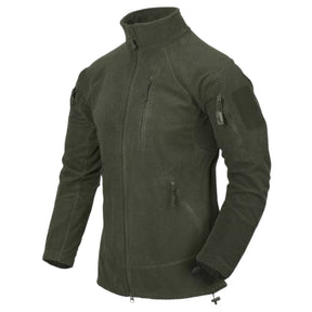 Helikon-Tex Alpha Tactical Jacket giacca tattica in pile leggero Grid Fleece con collo alto, zip intera YKK, tasche pettorali e pannelli a strappo sulle maniche per outdoor e softair