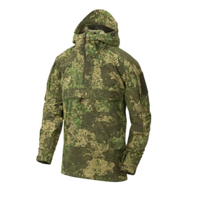 Helikon-Tex Mistral Anorak Jacket KU-MSL-NL giacca soft shell antivento e idrorepellente in tessuto elastico StormStretch con cappuccio regolabile, ampia tasca frontale a marsupio con organizer interno, tasche omerali e zip di ventilazione YKK per trekking, bushcraft e outdoor