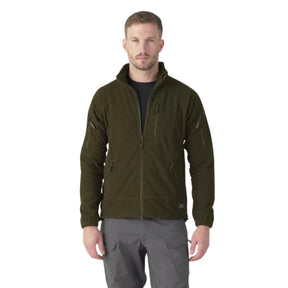 Helikon-Tex Alpha Tactical Jacket giacca tattica in pile leggero Grid Fleece con collo alto, zip intera YKK, tasche pettorali e pannelli a strappo sulle maniche per outdoor e softair