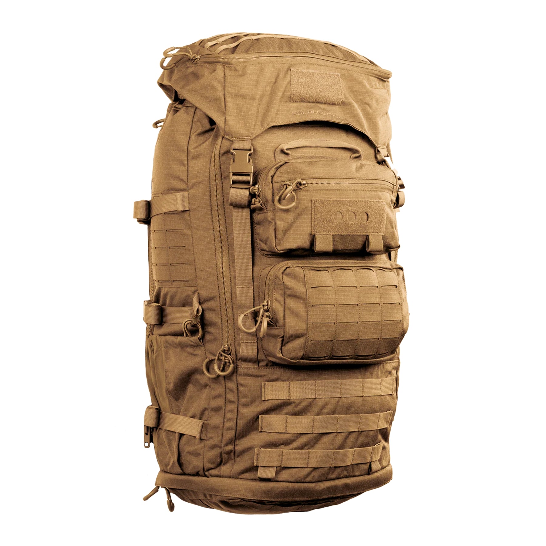 Eberlestock Mission Ruck zaino tattico militare da 79.22 litri con sistema MOLLE e tasche modulari frontali e laterali, FUNZIONA ESCLUSIVAMENTE CON IL TELAIO MISSION EMOD. Caratterizzato da cinghie di compressione e pannello in velcro per patch, ideale per escursioni tecniche, trekking intensivo e utilizzi operativi professionali.