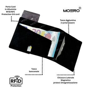 MOERO | PRO ZIP ALCANTARA BLACK - Portafoglio