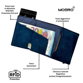 MOERO | PRO ZIP ALCANTARA BLUE - OIL GREEN - Portafoglio