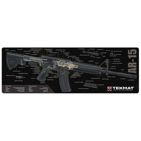 TekMat AR15 Cut Away tappetino per manutenzione armi con diagramma spaccato tecnico esploso componenti e specifiche del fucile per banco da lavoro e pulizia