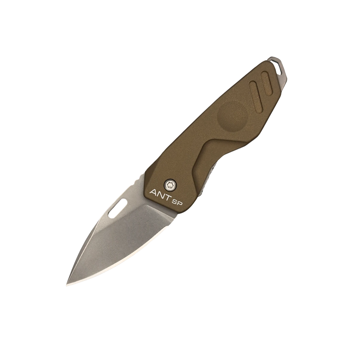 Extrema Ratio ANT SP: Coltello chiudibile EDC ultra-compatto e leggero. Lama in acciaio Bohler N690 e impugnatura in alluminio anticorodal anodizzato. Dotato di asola per cordino. Design minimalista ideale per porto quotidiano e utility.