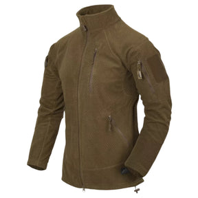 Helikon-Tex Alpha Tactical Jacket giacca tattica in pile leggero Grid Fleece con collo alto, zip intera YKK, tasche pettorali e pannelli a strappo sulle maniche per outdoor e softair