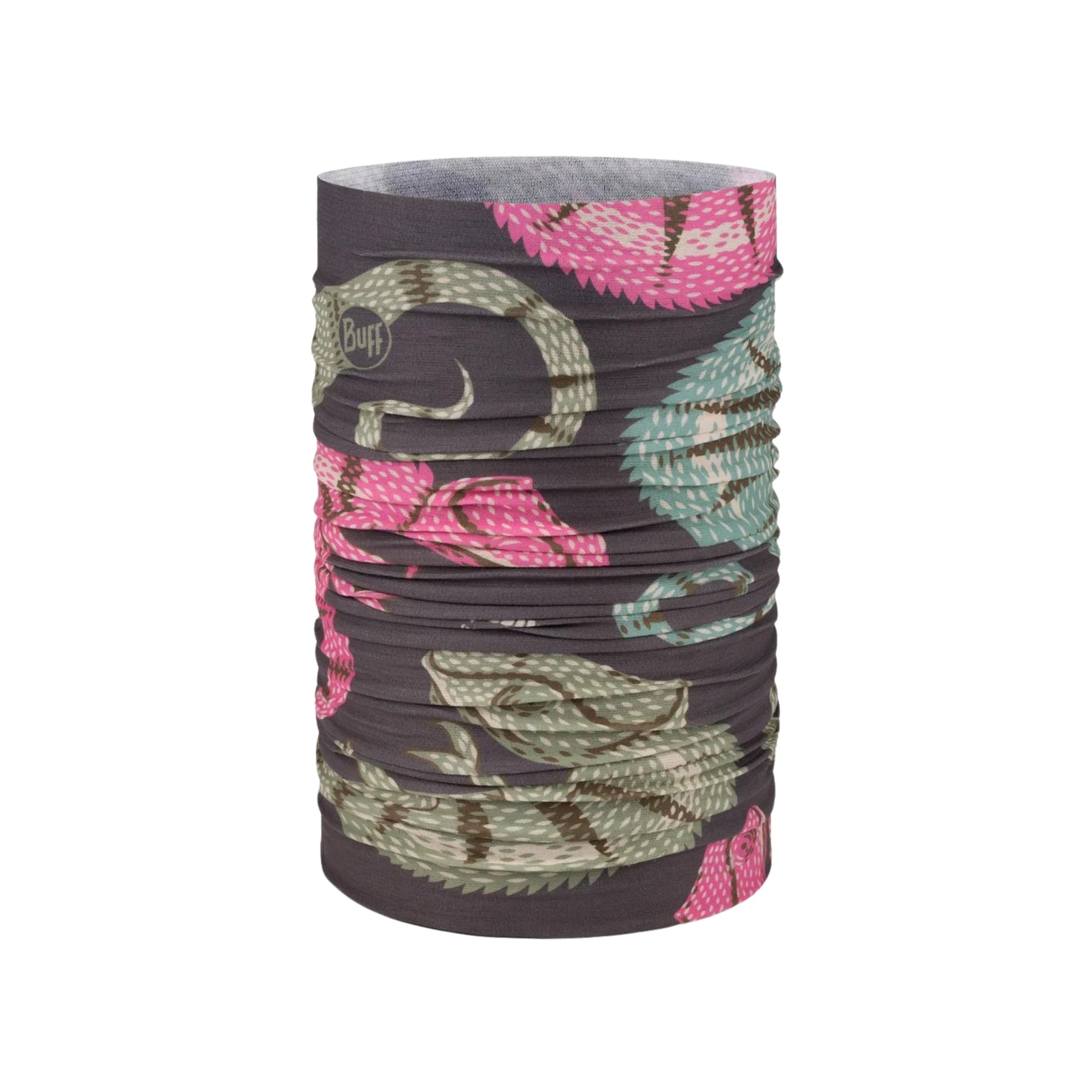 Buff Coolnet UV Neckwear PEKLY CHOMP MULTI scaldacollo multifunzionale con protezione solare UPF 50+ ideale per attività all'aperto, corsa e trekking. Fascia elastica traspirante senza cuciture con logo visibile, perfetta per lo sport in estate.