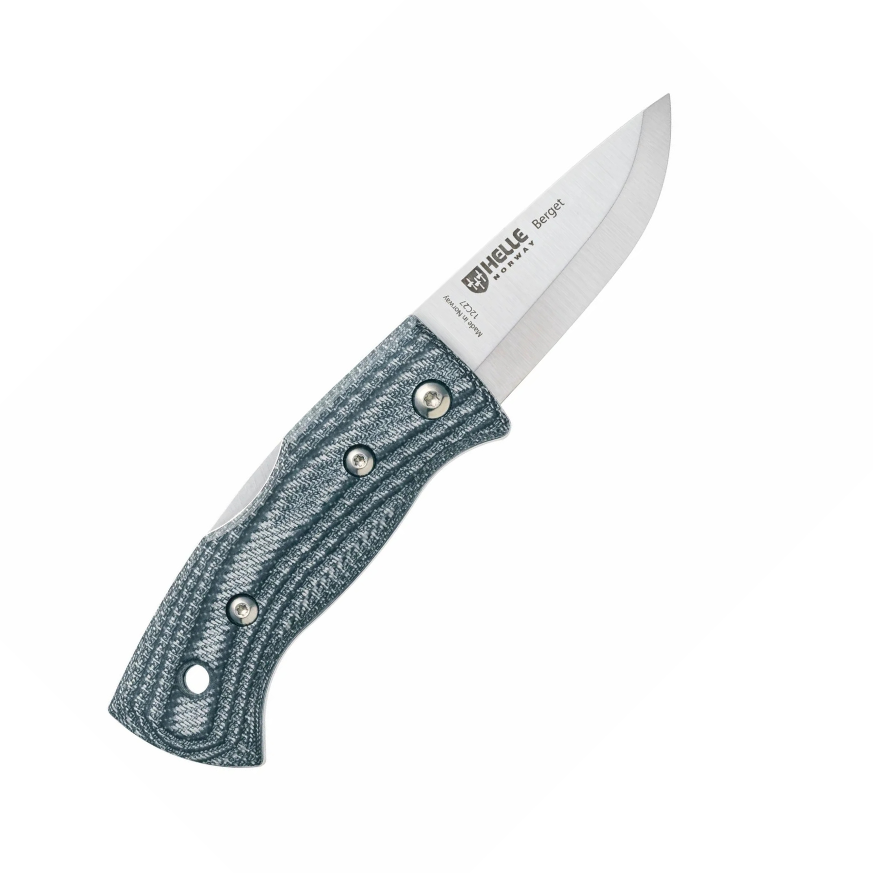 Helle Berget Coltello chiudibile robusto con lama in acciaio inossidabile Sandvik 12C27 e manico ergonomico in Micarta sagomata per una presa sicura dotato di sistema di blocco affidabile e design scandinavo funzionale ideale per bushcraft attività outdoor e porto quotidiano