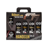 Kit completo di manutenzione per armi corte e pistole Riflecx Handgun Care Set, include Care Spray, aria compressa, sapone militare (Military Soap), Bore Foam, Gun Cleaner e olio CLP Oil, confezione regalo per la pulizia e la cura completa dell'arma corta
