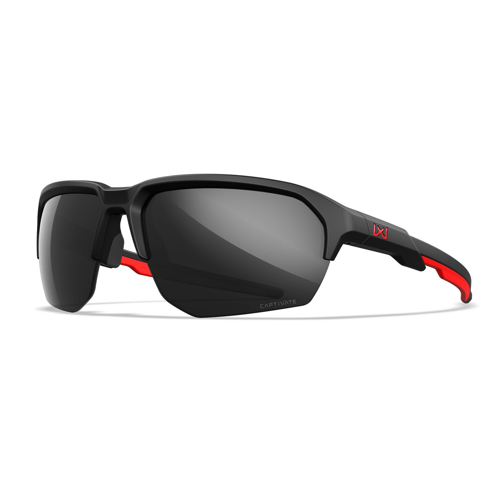 Occhiali da sole balistici Wiley X WX JAKL CHJKL15 American Sniper Signature Series con lenti CAPTIVATE Black Mirror non polarizzate, montatura Matte Black/Red in nylon Triloid™, protezione UV 100%, design avvolgente per uso tattico e sportivo, SU BACKPACCO.IT
