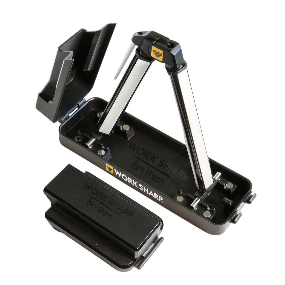 Work Sharp Angle Set Knife Sharpener Ken Onion affilatore manuale a V con angolazioni regolabili e pietre abrasive incluse nella base
