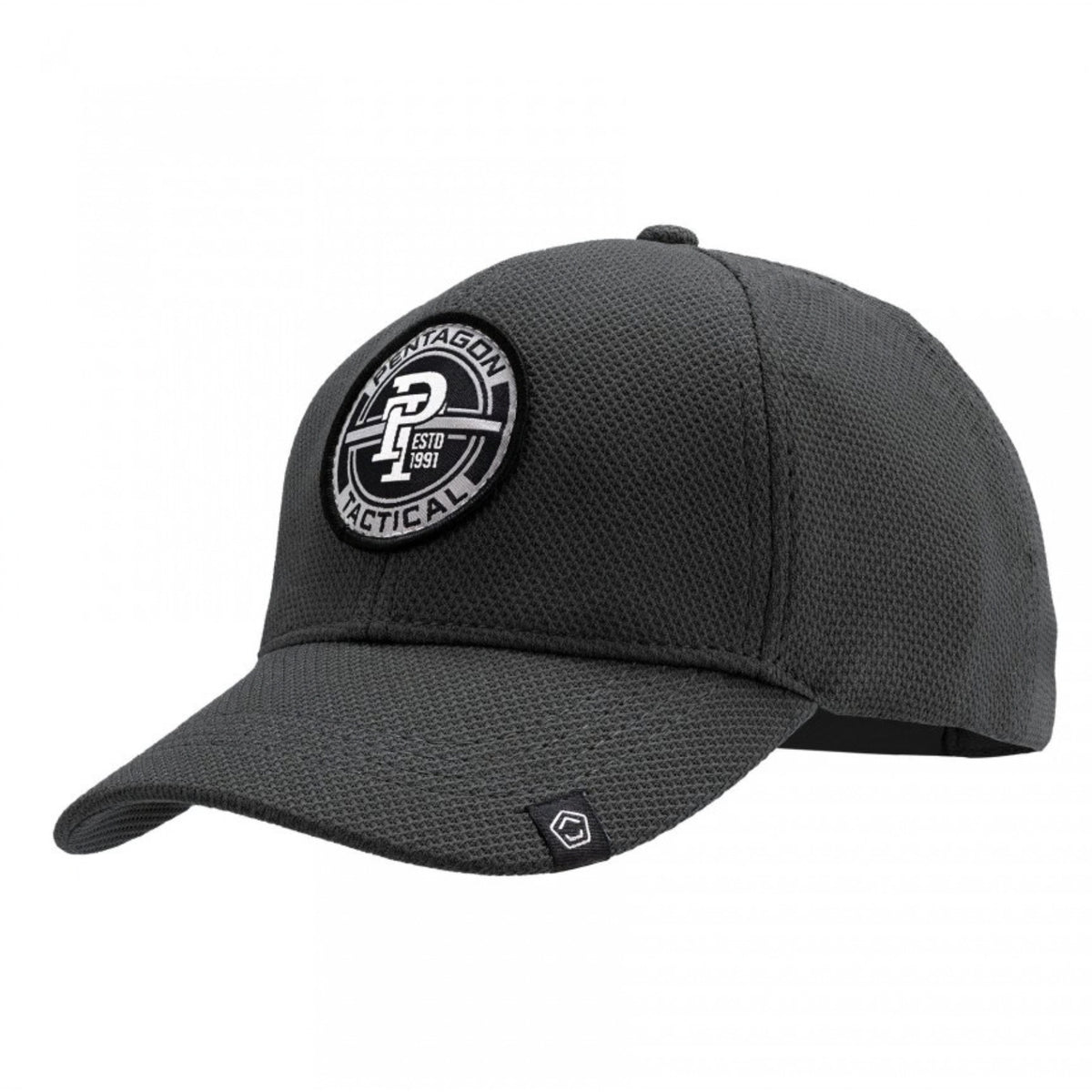 Pentagon Cluster Mesh BB Cap cappello tattico da baseball traspirante in tessuto traforato con patch circolare frontale Pentagon Tactical ed etichetta logo su visiera curva preformata