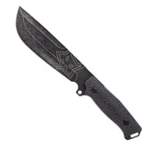 Fox Knives Native Bushcraft coltello a lama fissa full tang con profilo drop point scanalato e logo volpe inciso guancette sagomate con zigrinatura antiscivolo e foro per cordino per outdoor sopravvivenza ed escursionismo