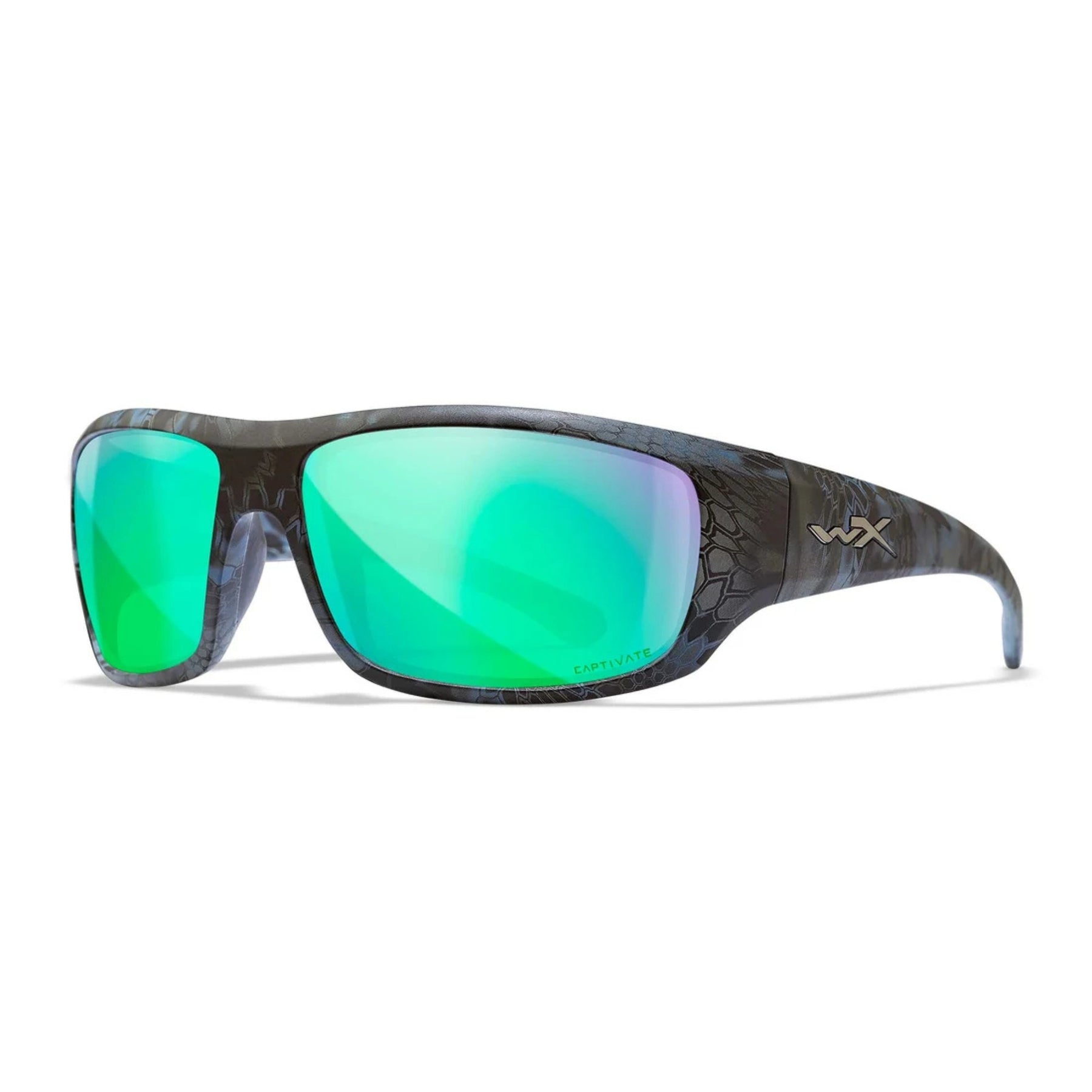 Wiley X WX Omega ACOME13 occhiali da sole polarizzati con montatura avvolgente mimetica Kryptek Neptune e lenti polarizzate a specchio Captivate per pesca e sport outdoor