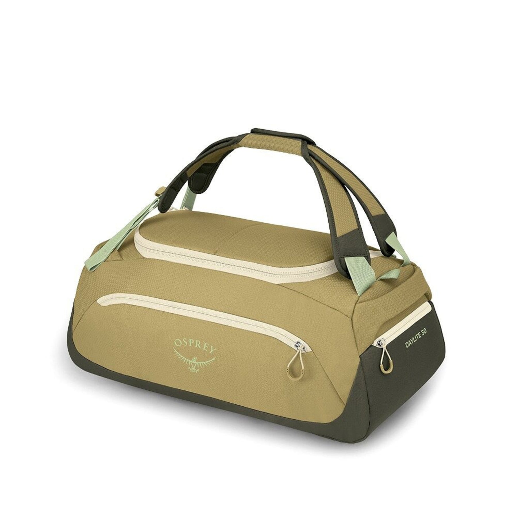 Osprey Daylite Duffel 30 borsone compatto da 30 litri in poliestere riciclato con apertura a U, tasche laterali con zip, spallacci imbottiti convertibili per trasporto a zaino o a tracolla, ideale per palestra, viaggi brevi, sport e uso quotidiano