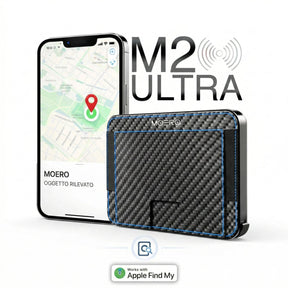 MOERO | M2 ULTRA CARBON RACING BLUE - Portafoglio MagSafe con localizzatore - BackPacco - BP-MOERO-M2ULTRA-CARBON-BLU