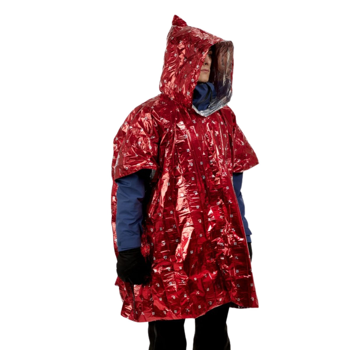 ARVA Emergency Poncho termico d'emergenza in materiale riflettente rosso. Protezione visibile e compatta per condizioni meteo estreme, ideale per escursioni e survival, su backpacco.it