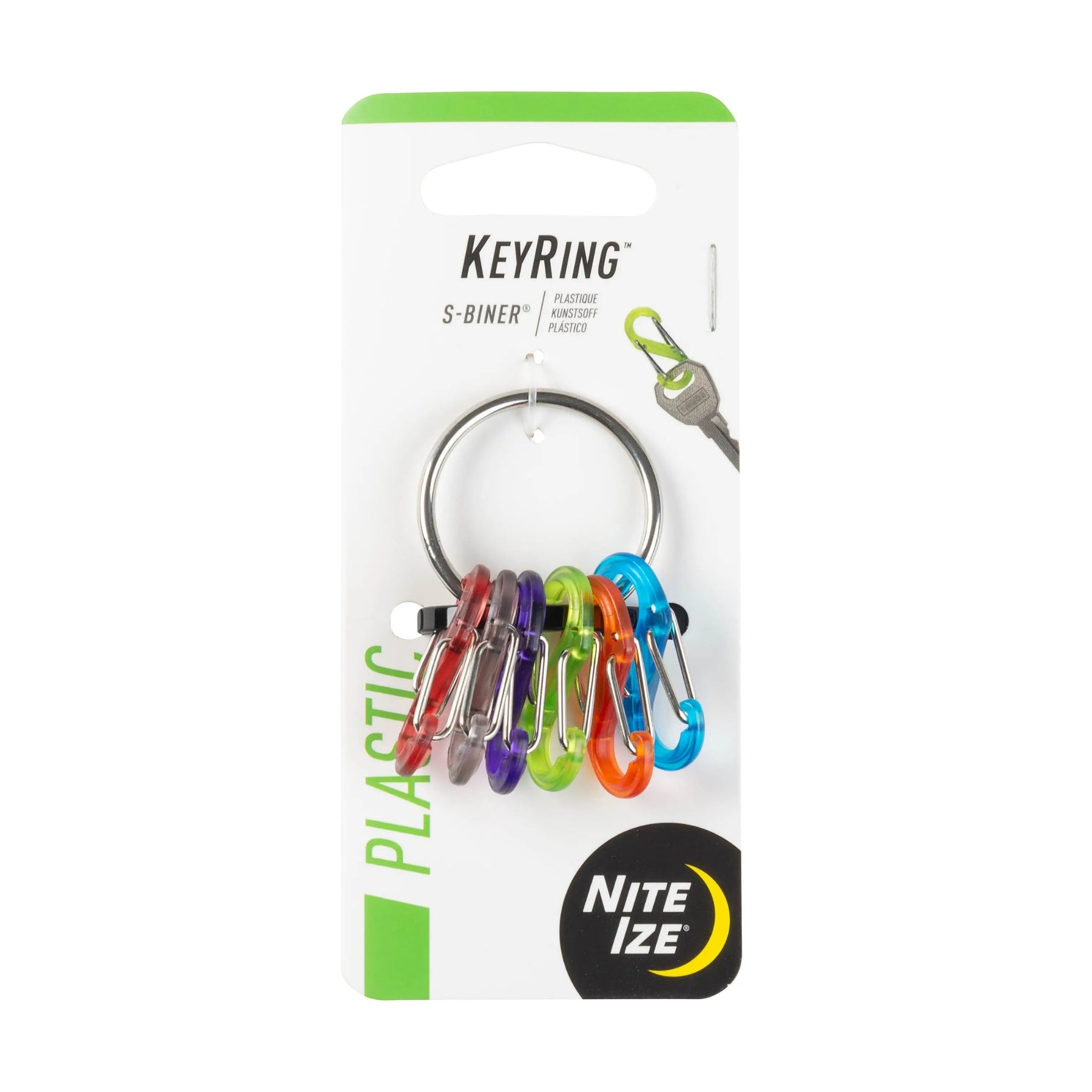 Nite Ize KeyRing S-Biner anello portachiavi con sei mini moschettoni a doppia leva per organizzazione e sicurezza chiavi in confezione originale