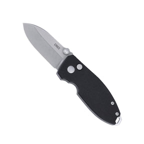 CRKT Squid Button Lock 2474 coltello chiudibile EDC con lama drop point stonewash, thumb stud per apertura rapida, meccanismo di sicurezza button lock e impugnatura ergonomica testurizzata con foro per cordino, ideale per escursionismo e outdoor.