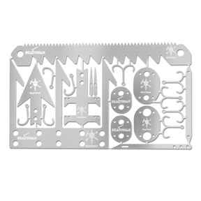 Card READYMAN Wilderness Survival 2.0 con lame, ami, punte da caccia e utensili da sopravvivenza, kit compatto per outdoor e emergenze su Backpacco.it