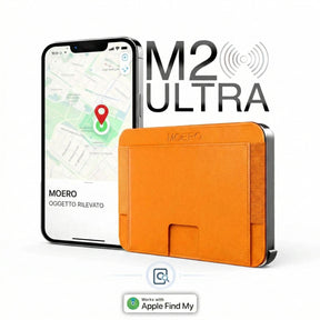 MOERO | M2 ULTRA 17PRO ED COSMIC ORANGE - Portafoglio MagSafe con localizzatore - BackPacco - BP-MOERO-M2ULTRA-17PRO-ORG