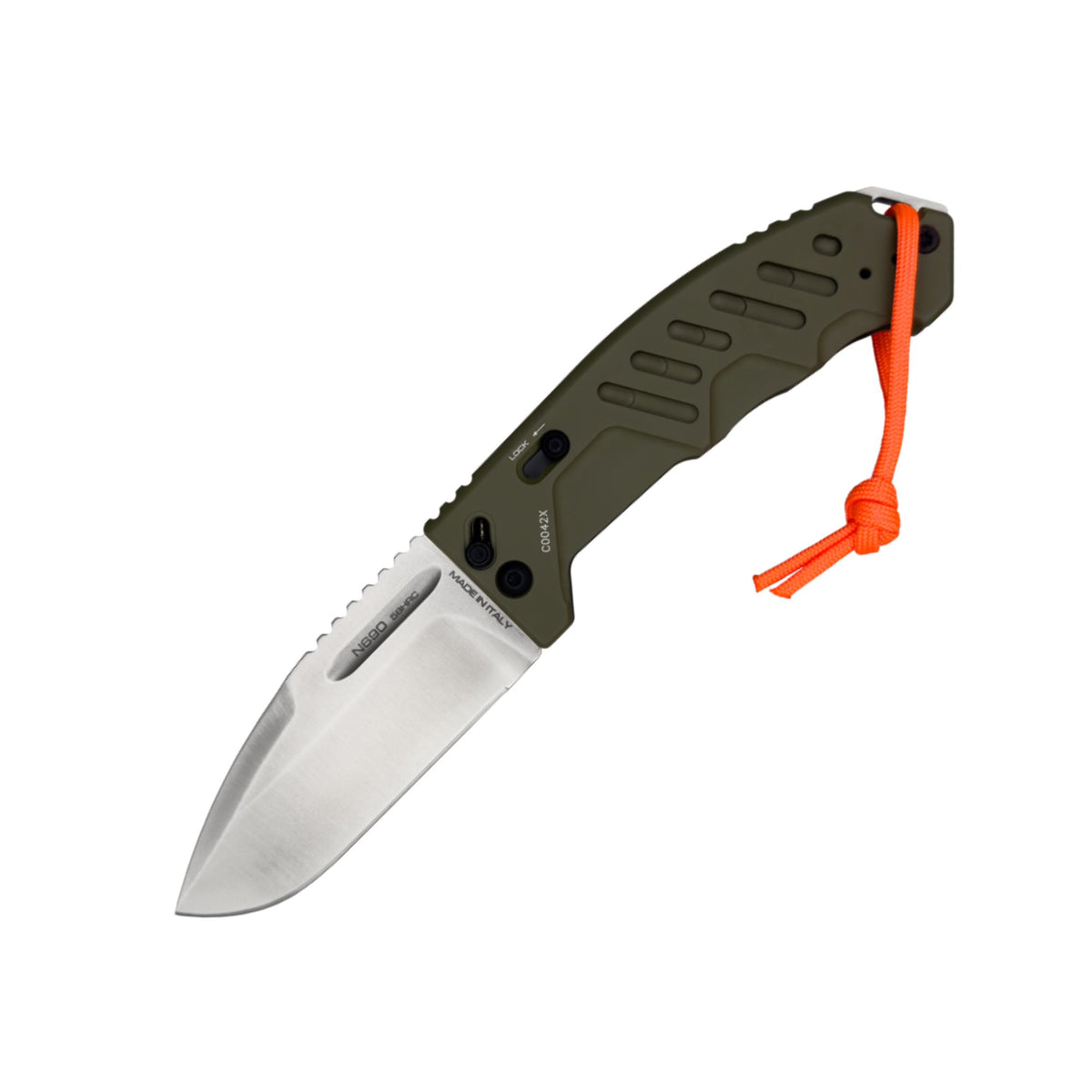 Extrema Ratio RAO C Outdoor. Coltello chiudibile compatto per bushcraft. Lama robusta drop point in acciaio, manico ergonomico in alluminio con grip strutturato, sistema di blocco di sicurezza e clip reversibile. Strumento professionale per sopravvivenza.