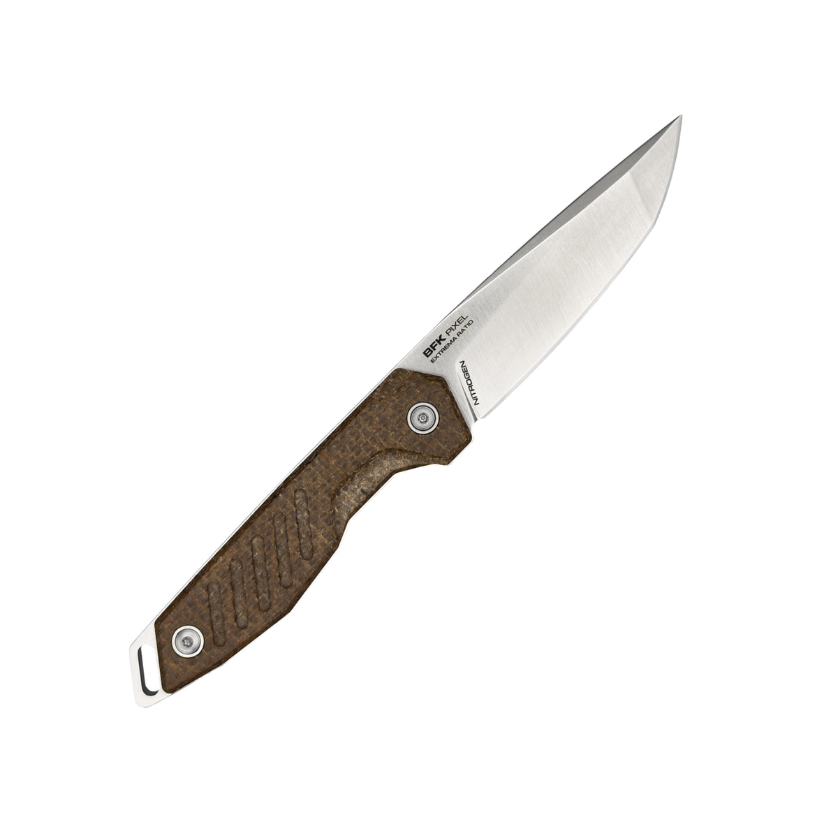 Extrema Ratio BFK Pixel coltello a lama fissa compatto con profilo tanto modificato,  impugnatura ergonomica scanalata e passante per cordino ideale per everyday carry tattico