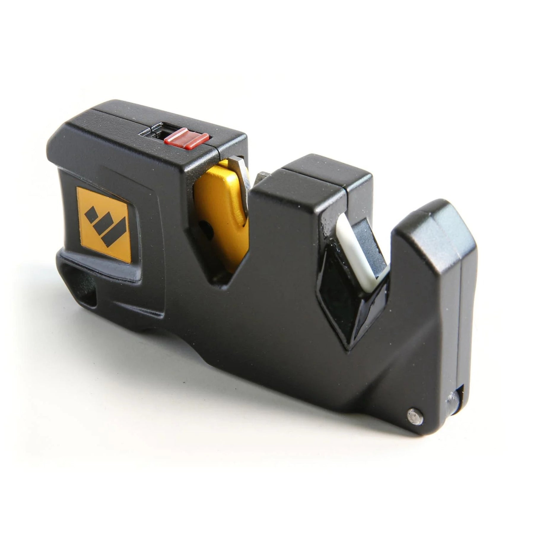 Work Sharp Pivot Plus Knife Sharpener affilatore portatile compatto con carburo affilante, inserti in ceramica e asta diamantata per ripristinare il filo di coltelli e lame outdoor e bushcraft su sfondo bianco.