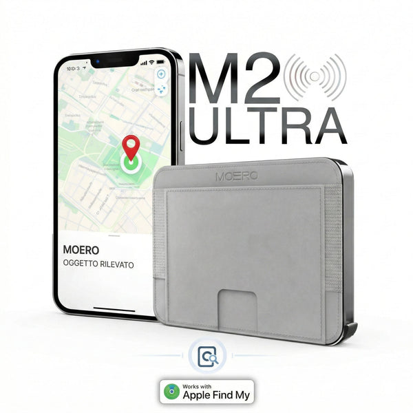 MOERO | M2 ULTRA 17PRO ED SILVER ICE - Portafoglio MagSafe con localizzatore