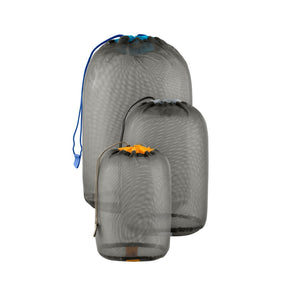 Sea to Summit Mesh Stuff Sack Set di tre sacche portatutto ultraleggere in rete traspirante con chiusura a cordoncino e presa sul fondo per organizzazione attrezzatura da campeggio outdoor e trekking