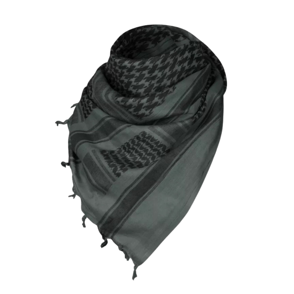 Helikon-Tex Shemagh Scarf - Sciarpa tattica traspirante con motivo tradizionale e nappe, ideale per protezione da vento, sole e polvere in attività outdoor, survival e tattiche. Scopri l'attrezzatura su Backpacco.