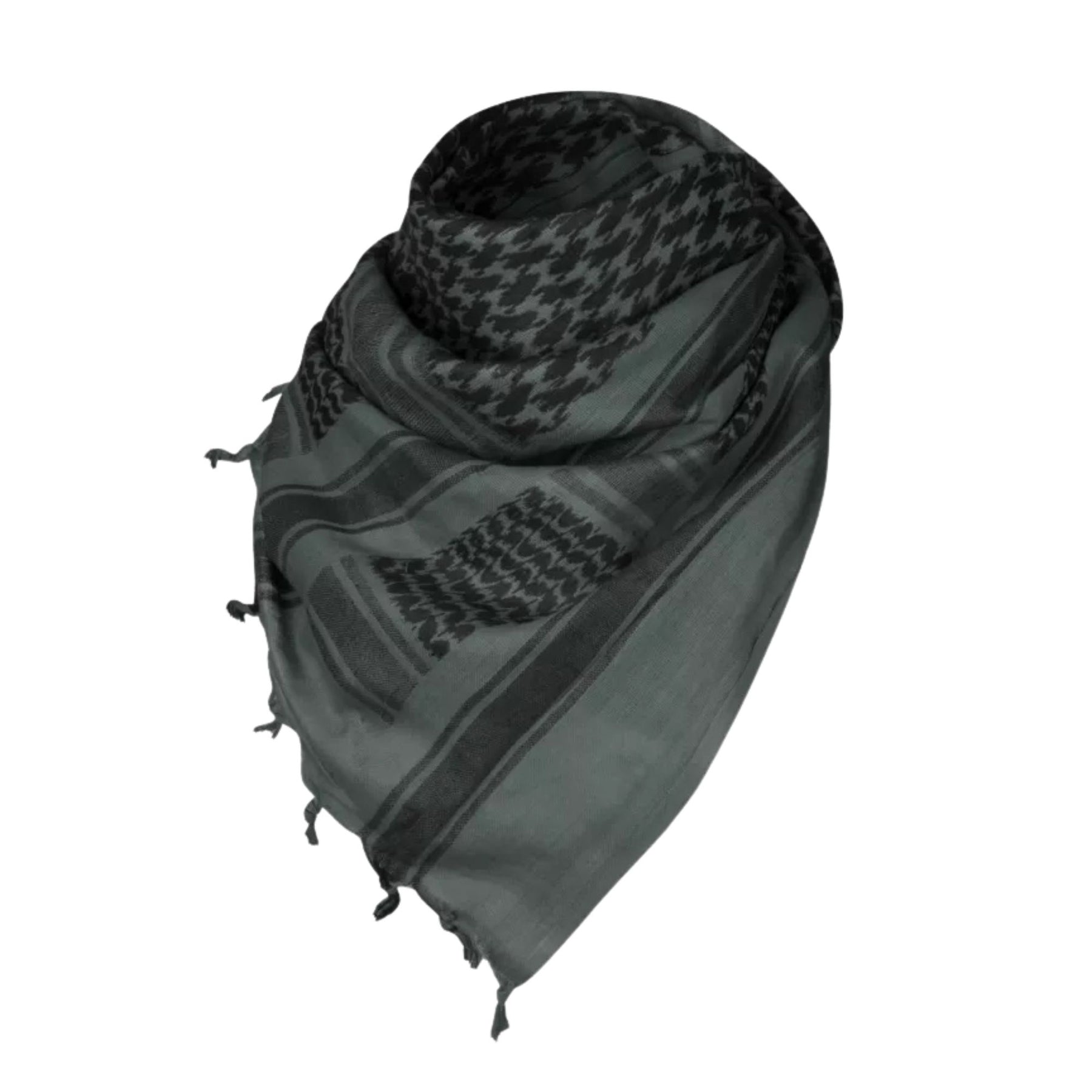 Helikon-Tex Shemagh Scarf - Sciarpa tattica traspirante con motivo tradizionale e nappe, ideale per protezione da vento, sole e polvere in attività outdoor, survival e tattiche. Scopri l'attrezzatura su Backpacco.