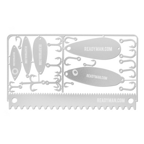 Card da sopravvivenza READYMAN Fisherman's Survival con ami, esche e sega, kit da pesca compatto per escursioni e outdoor su Backpacco.it