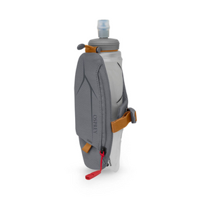 Osprey Duro/Dyna Handheld Flask, borraccia collassabile con impugnatura ergonomica, valvola a morso e tasca con zip, ideale per trail running, escursioni e attività outdoor leggere, su backpacco.it