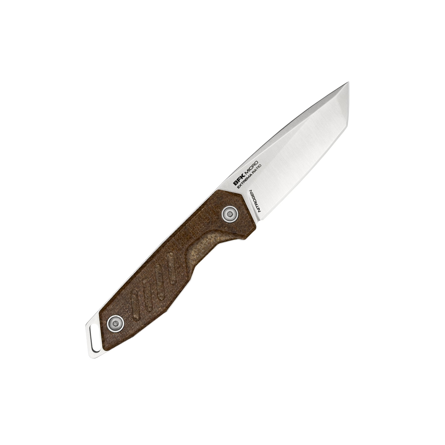 Extrema Ratio BFK Micro coltello a lama fissa compatto con profilo tanto modificato, impugnatura ergonomica sagomata e foro passante per cordino ideale per everyday carry tattico