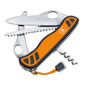 Victorinox Hunter XT Grip multitool tascabile con lama a una mano, seghetto per legno, lama ricurva per sventratura e cavatappi. Impugnatura ergonomica bimateriale antiscivolo con cordino, ideale per caccia, attività outdoor e survival