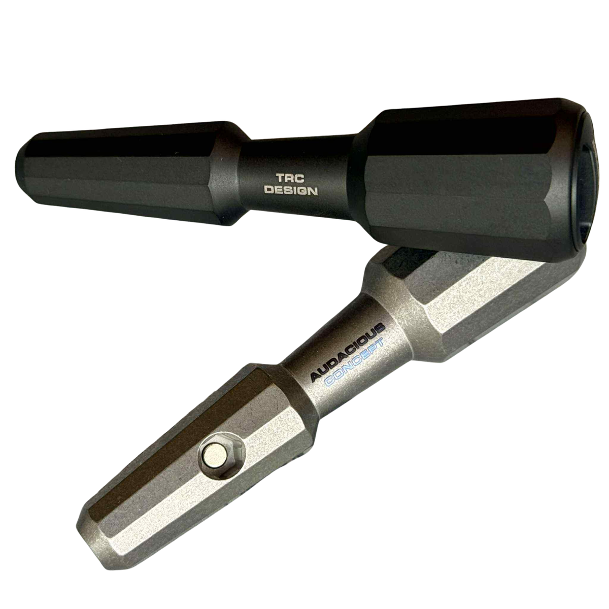 Giravite tascabile TRC Design Titanium Bit Master realizzato da Audacious Concept, strumento per bit esagonali in titanio, design ergonomico e leggero per il trasporto quotidiano (EDC)