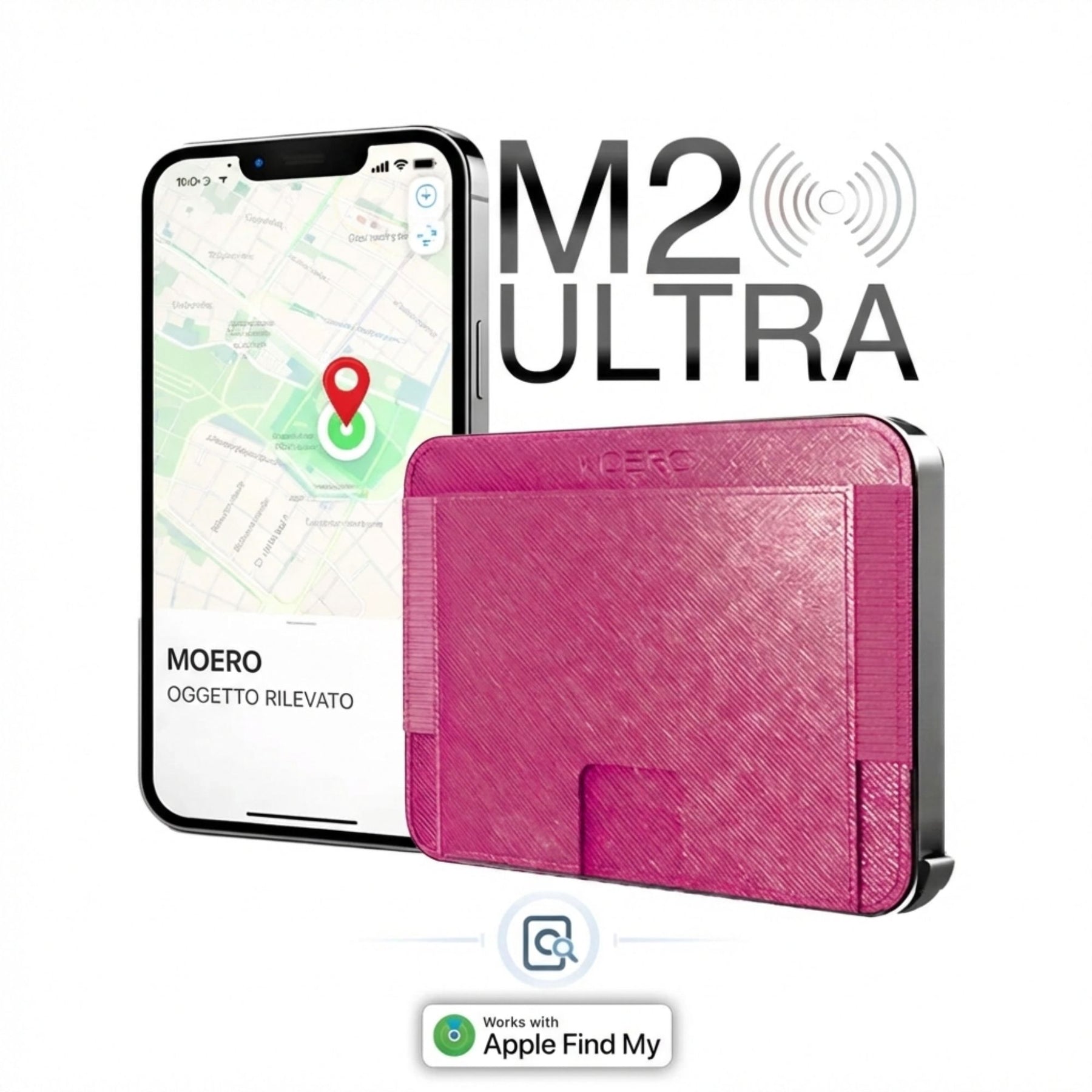Moero M2 Ultra Saffiano portafoglio MagSafe sottile con localizzatore integrato compatibile con Apple Find My.