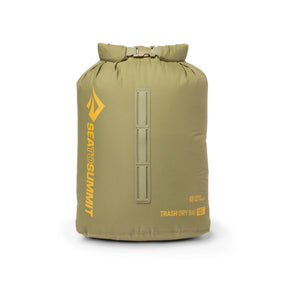 Sea to Summit Trash Dry Bag 10L sacca stagna impermeabile per la gestione dei rifiuti durante escursioni e bushcraft. Dotata di chiusura roll-top, passanti per il fissaggio esterno allo zaino e rivestimento interno per sacchetti monouso, ideale per la filosofia Leave No Trace.