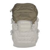 Eberlestock Mission Lid tasca superiore di espansione per sistema EMOD installata sulla parte alta di uno zaino compatibile. Il modulo mostra passanti MOLLE frontali, un inserto in velcro per patch e fibbie a sgancio rapido per l'integrazione e la regolazione del carico.
