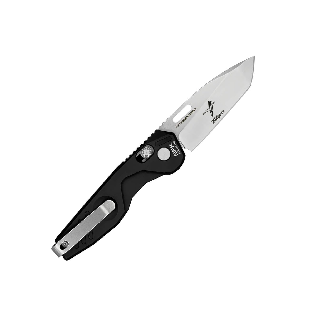 Extrema Ratio BFK Zero Folgore coltello chiudibile con lama drop point satinata e logo Folgore inciso impugnatura ergonomica con clip da tasca reversibile e sistema di blocco CROSSBAR lock 