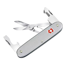 Victorinox Companion Slim Alox coltello multiuso ultra sottile con guance in alluminio zigrinato, forbici, apripacchi con punta cacciavite e apribottiglie. Strumento tascabile svizzero essenziale e resistente per il trasporto quotidiano.