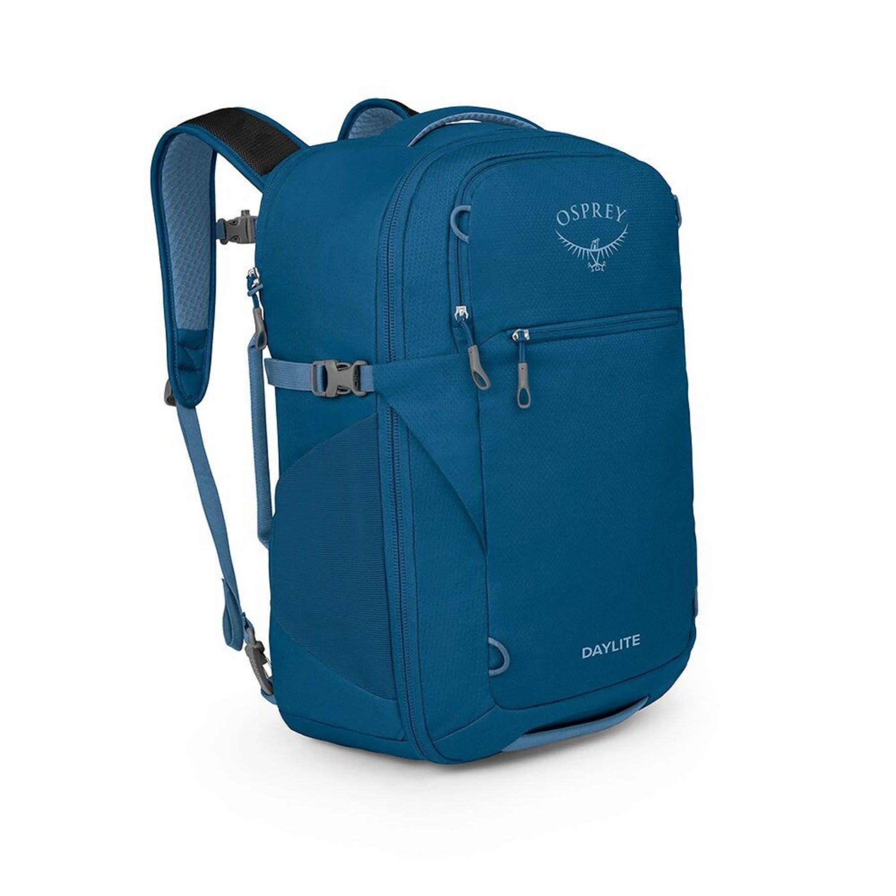 Osprey Daylite Carry-On Travel Pack 35 zaino da 35 litri ottimizzato per i viaggi con spallacci imbottiti, tasca frontale con zip, cinghie di compressione e tasche laterali elasticizzate. Un bagaglio a mano versatile ideale per escursioni e spostamenti.