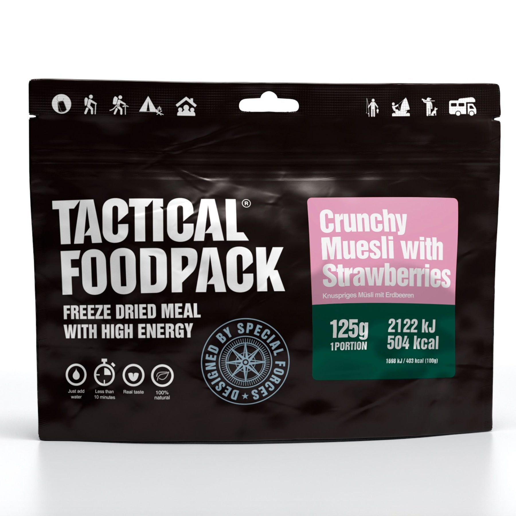 Tactical Foodpack | Crunchy Muesli with Strawberries 125g - Muesli croccante con fragole