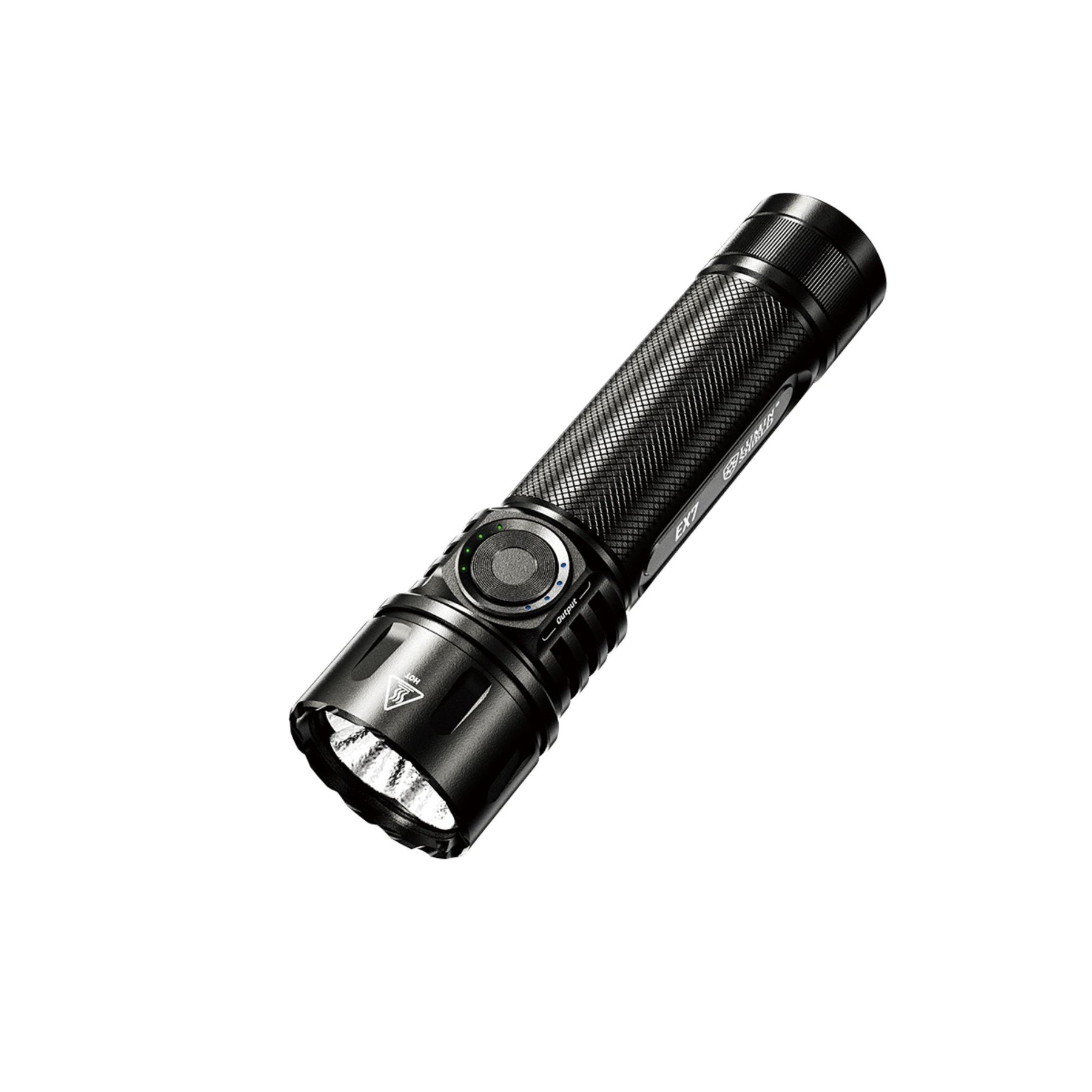 Nitecore EX7 Torcia Tattica Ricaricabile 6000 Lumen. Corpo compatto in alluminio con 4 LED M515S e tecnologia Lumin Shield per fascio variabile Spot/Flood/Mix. Switch laterale, base magnetica e ricarica USB-C. Ideale per ricerca, soccorso e uso professionale.