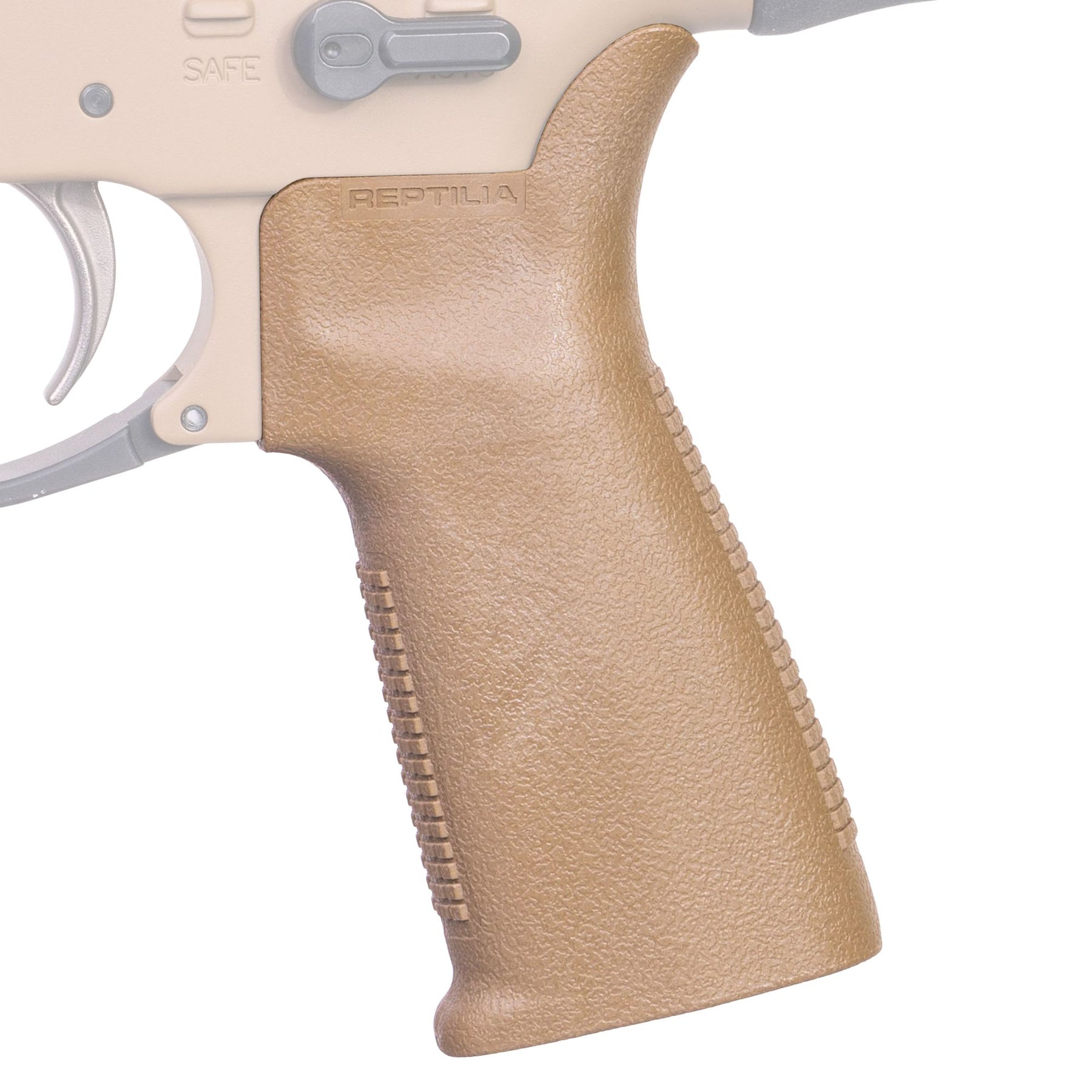 Reptilia CQG-L Grip Impugnatura Ergonomica per AR15/SR-25 in Nylon Rinforzato con Angolo Verticale da 13 Gradi Texture Antiscivolo Anteriore e Posteriore Beaver Tail Rialzato e Lunghezza Maggiorata di 0,5 Pollici per Maggiore Controllo e Comfort su Piattaforme AR