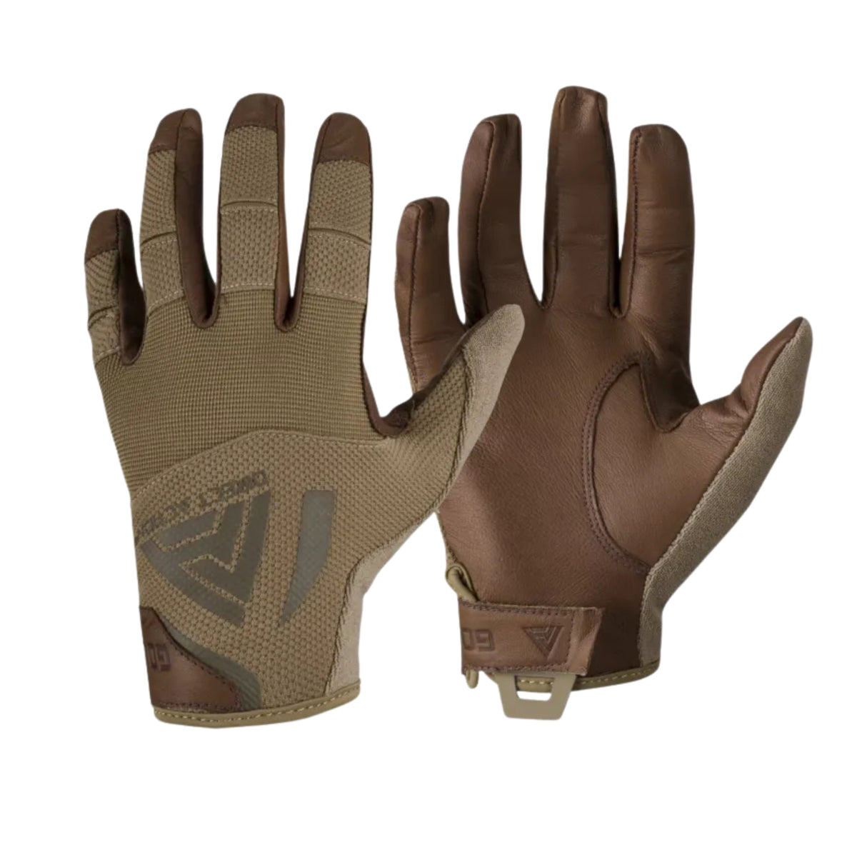Direct Action Hard Gloves Goat Leather guanti tattici con palmo in vera pelle di capra ad alta sensibilità, dorso in tessuto tecnico traspirante, dita compatibili touchscreen, chiusura regolabile in velcro sul polso e anello in Hypalon per tiro dinamico, poligono e impieghi operativi