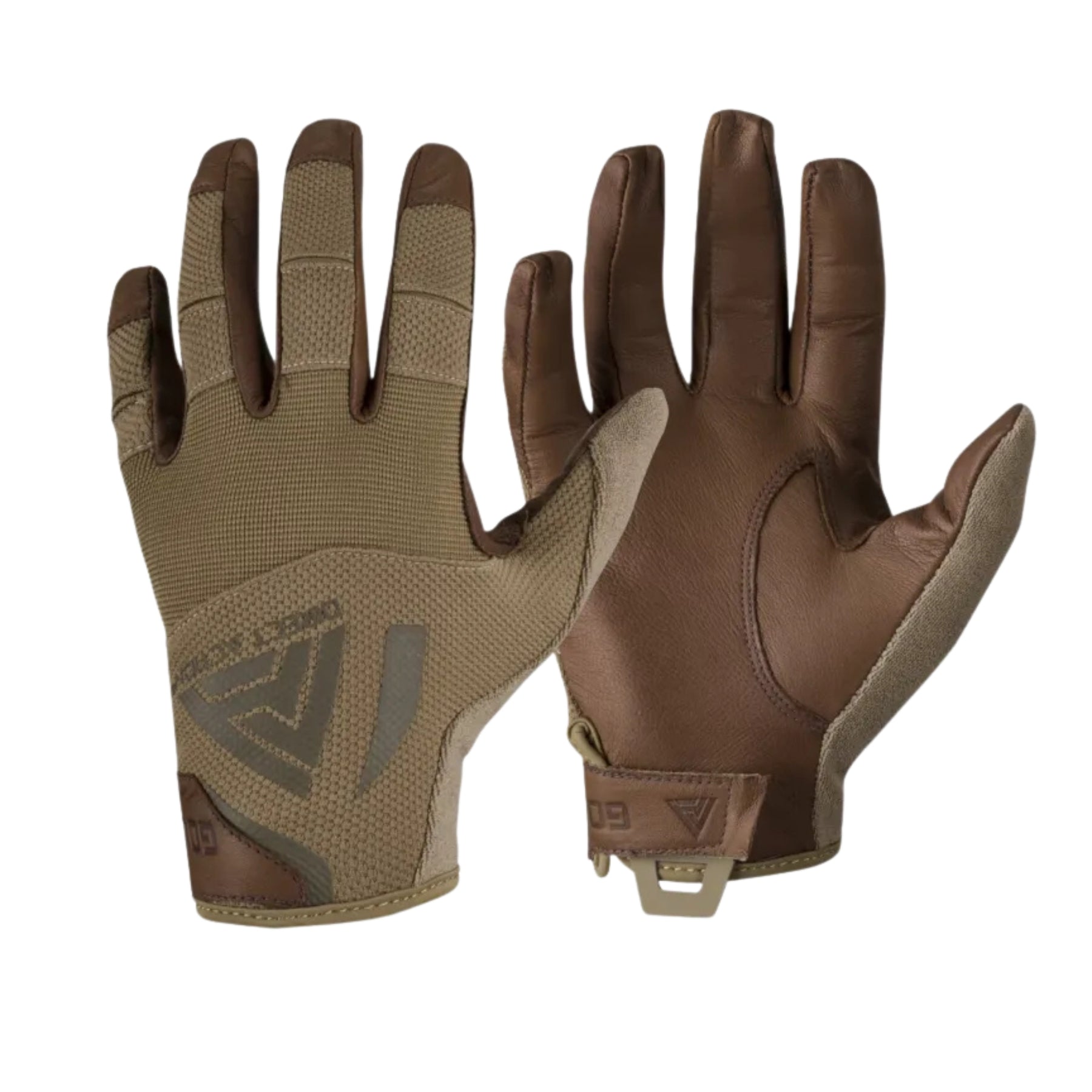 Direct Action Hard Gloves Goat Leather guanti tattici con palmo in vera pelle di capra ad alta sensibilità, dorso in tessuto tecnico traspirante, dita compatibili touchscreen, chiusura regolabile in velcro sul polso e anello in Hypalon per tiro dinamico, poligono e impieghi operativi